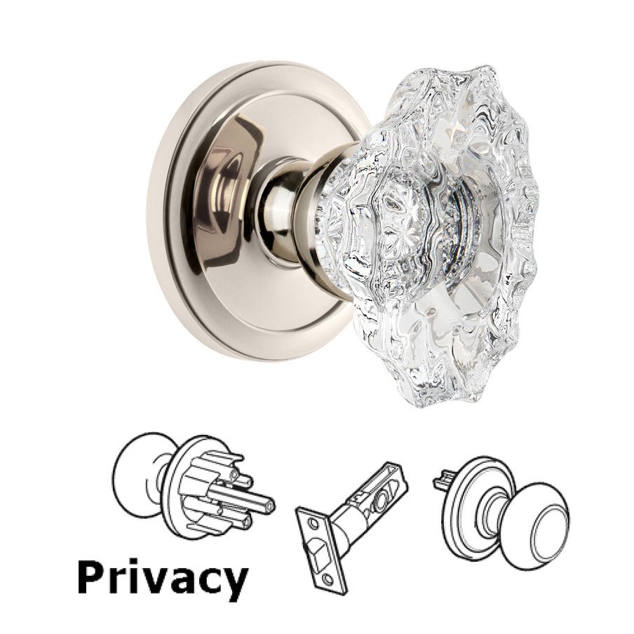 Grandeur Grandeur Circulaire Rosette Privacy with Biarritz Crystal Knob in Polished Nickel