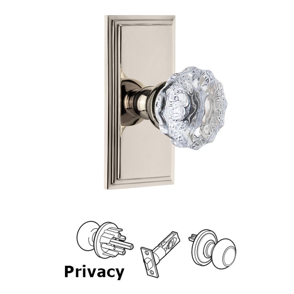 Grandeur Grandeur Circulaire Rosette Privacy with Fontainebleau Crystal Knob in Polished Nickel