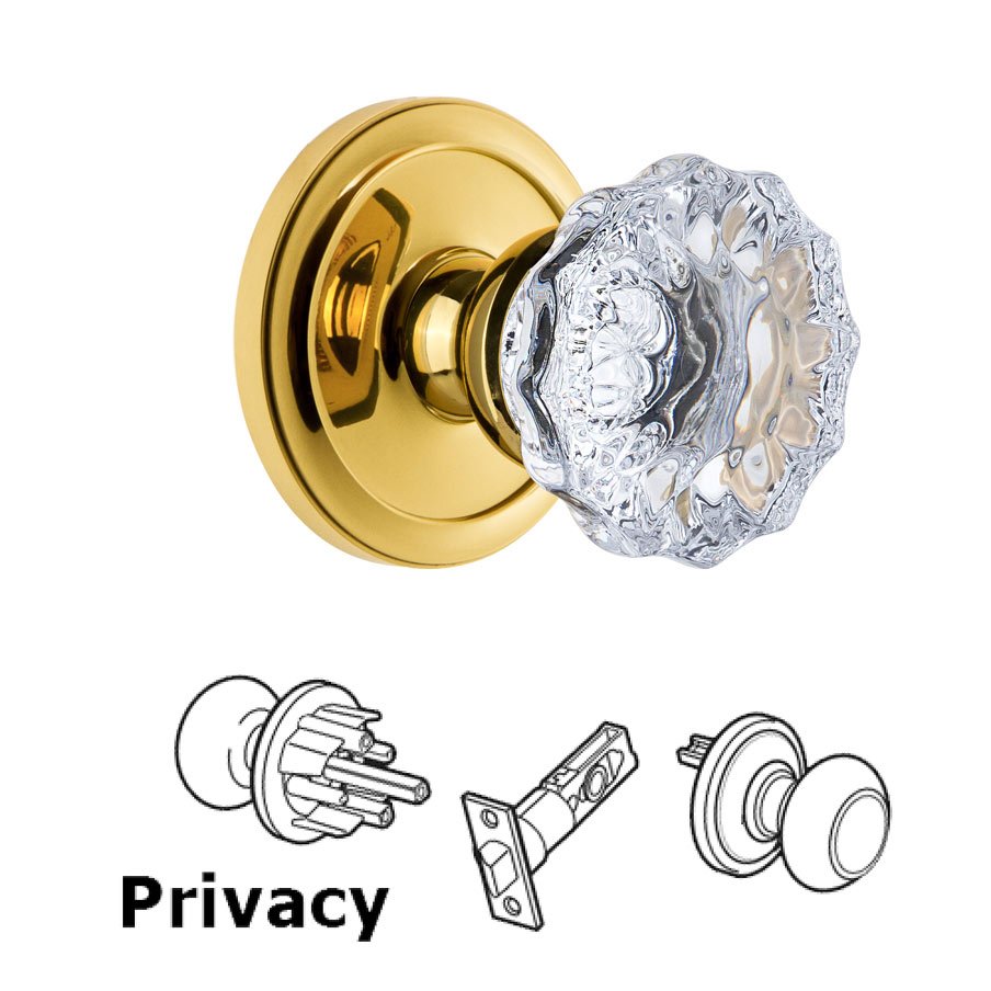 Grandeur Grandeur Circulaire Rosette Privacy with Fontainebleau Crystal Knob in Polished Brass