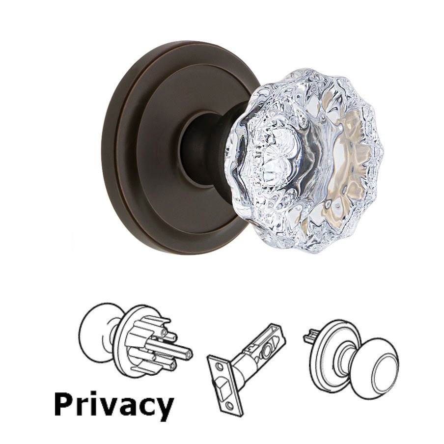Grandeur Grandeur Circulaire Rosette Privacy with Fontainebleau Crystal Knob in Timeless Bronze