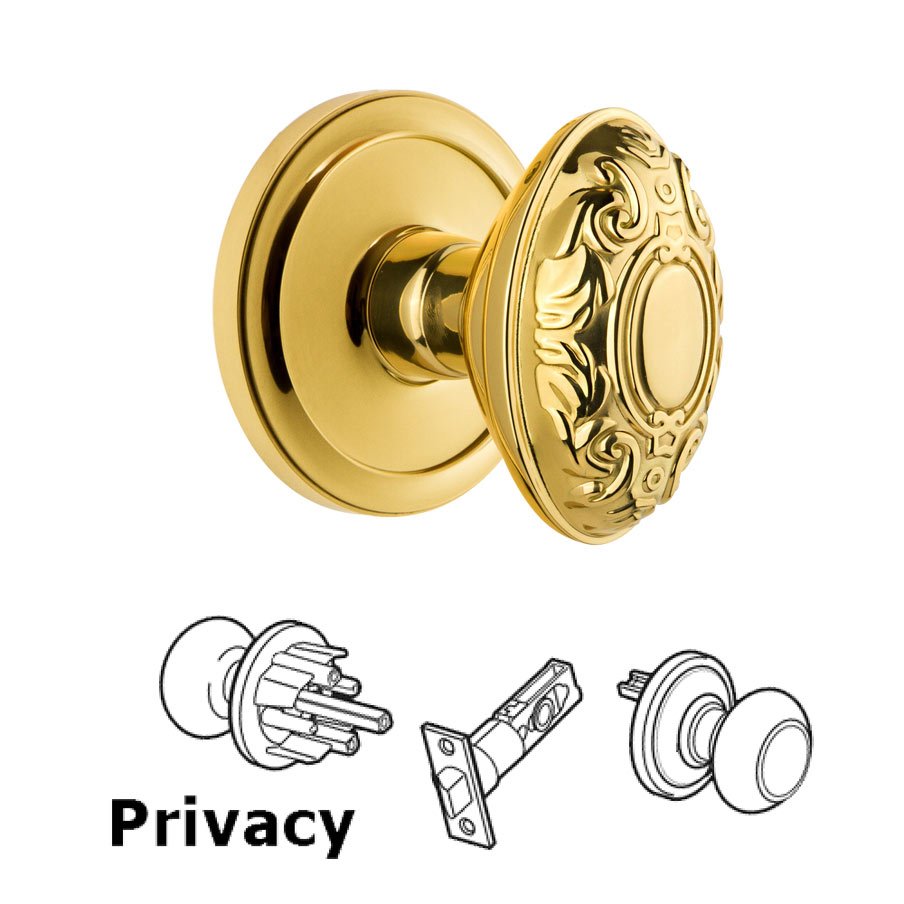 Grandeur Grandeur Circulaire Rosette Privacy with Grande Victorian Knob in Polished Brass
