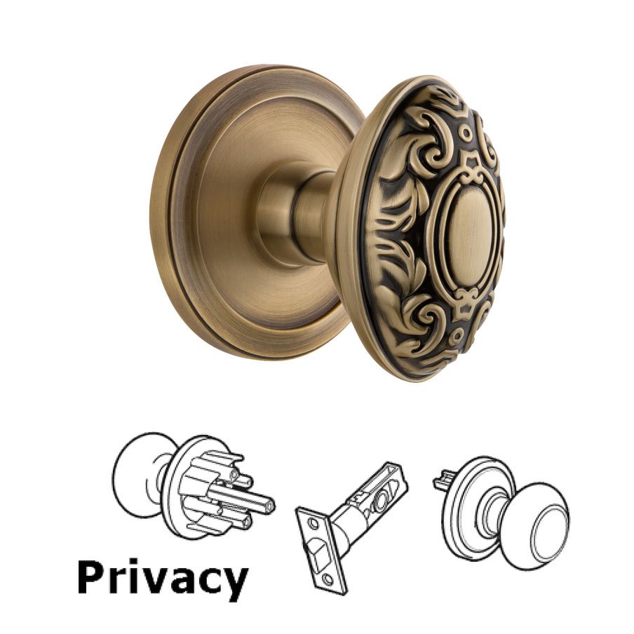Grandeur Grandeur Circulaire Rosette Privacy with Grande Victorian Knob in Vintage Brass