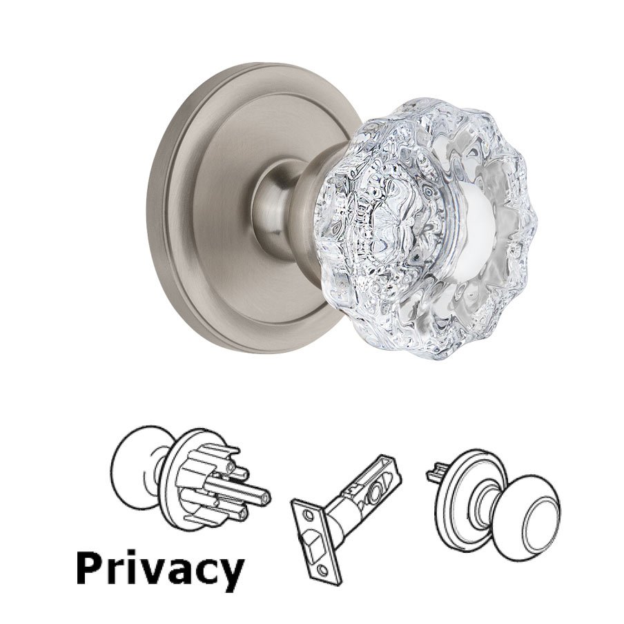 Grandeur Grandeur Circulaire Rosette Privacy with Versailles Crystal Knob in Satin Nickel
