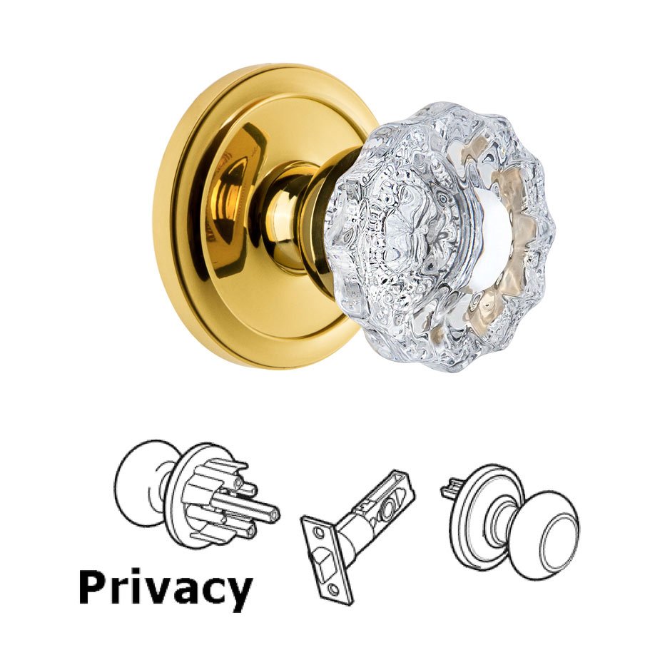 Grandeur Grandeur Circulaire Rosette Privacy with Versailles Crystal Knob in Polished Brass