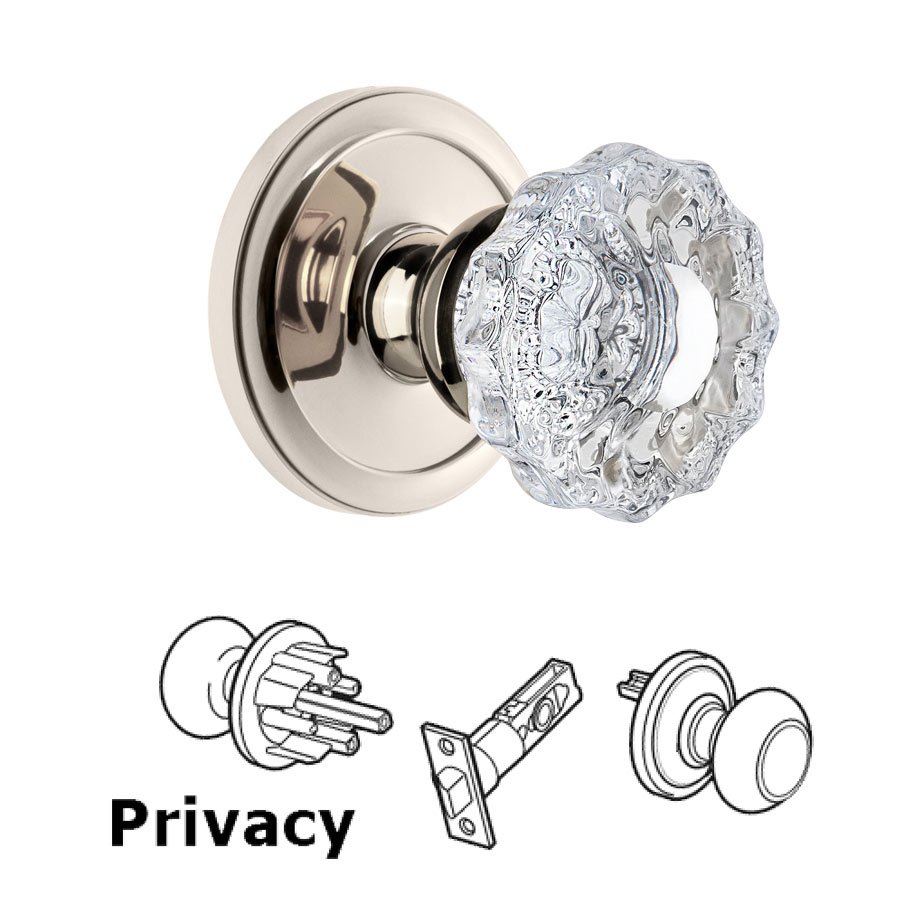 Grandeur Grandeur Circulaire Rosette Privacy with Versailles Crystal Knob in Polished Nickel