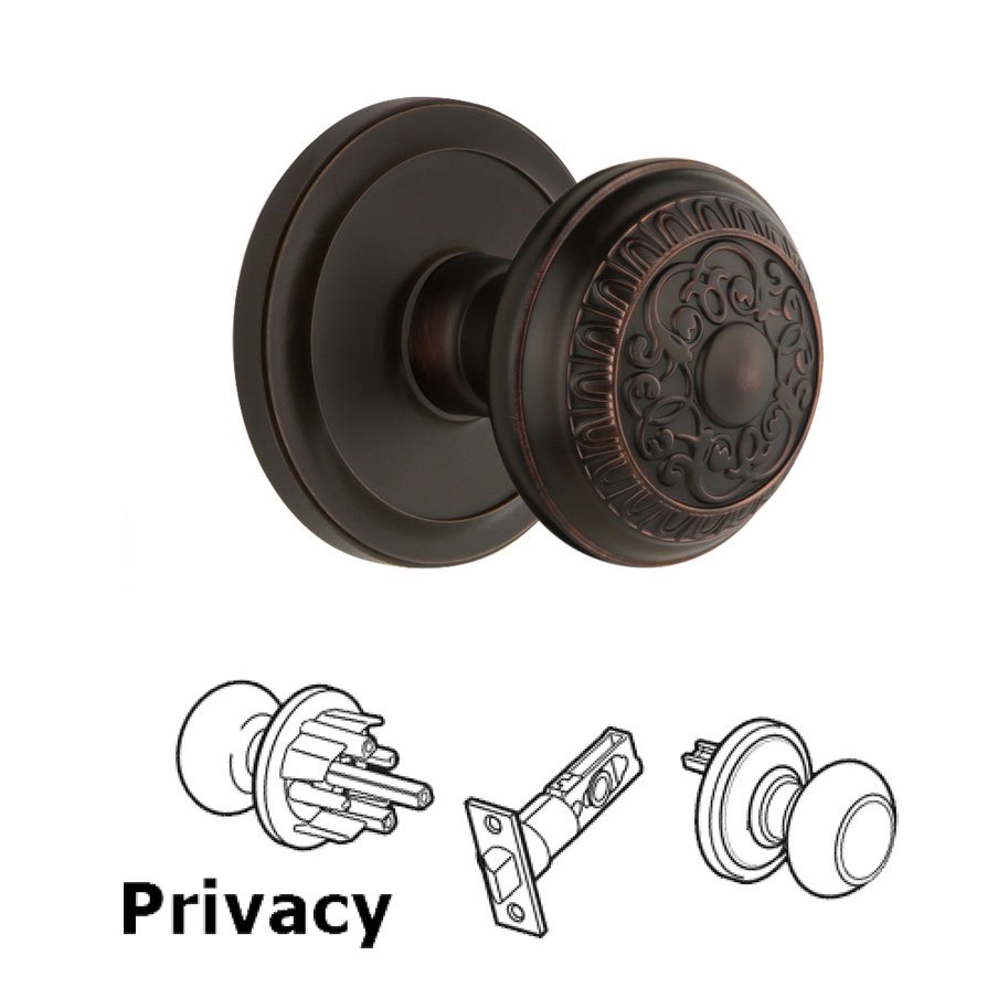 Grandeur Grandeur Circulaire Rosette Privacy with Windsor Knob in Timeless Bronze