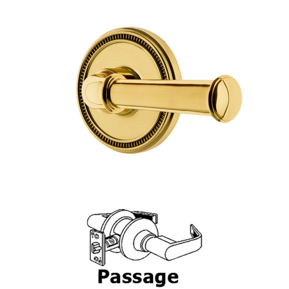 Grandeur Soleil Rosette Passage with Georgetown Right Handed Lever in Lifetime Brass