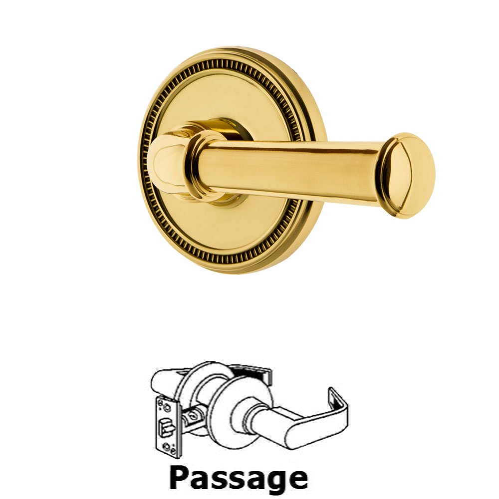 Grandeur Soleil Rosette Passage with Georgetown Right Handed Lever in Polished Brass