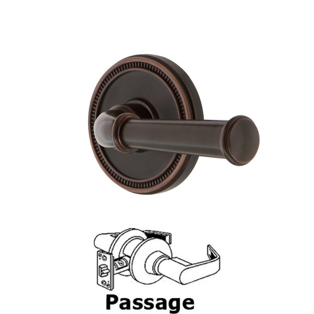 Grandeur Soleil Rosette Passage with Georgetown Left Handed Lever in Timeless Bronze