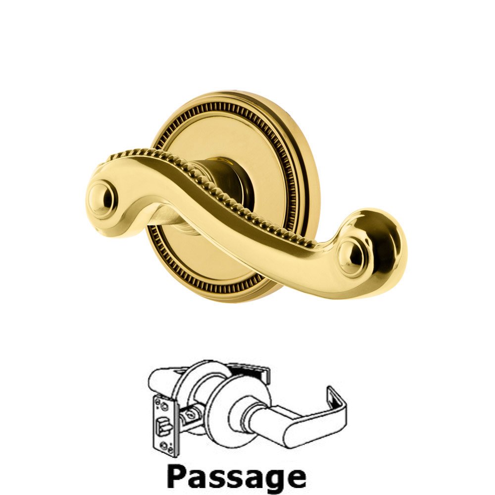 Grandeur Grandeur Soleil Rosette Passage with Newport Lever in Polished Brass