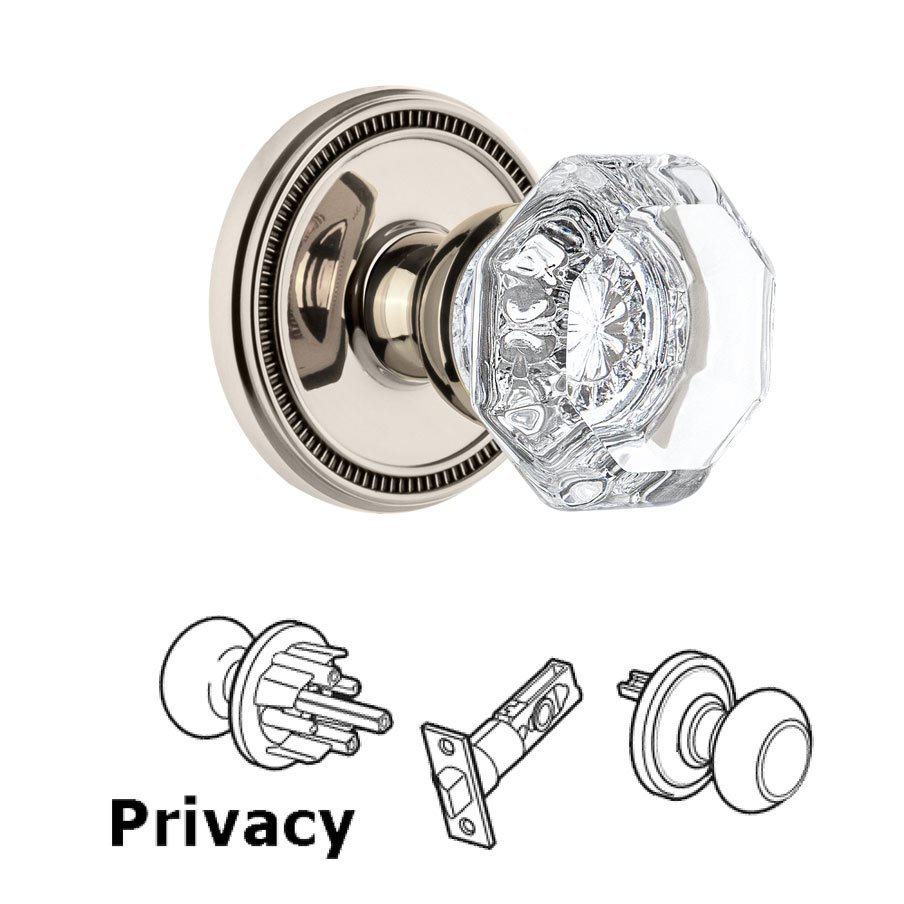 Grandeur Soleil Rosette Privacy with Chambord Crystal Knob in Polished Nickel