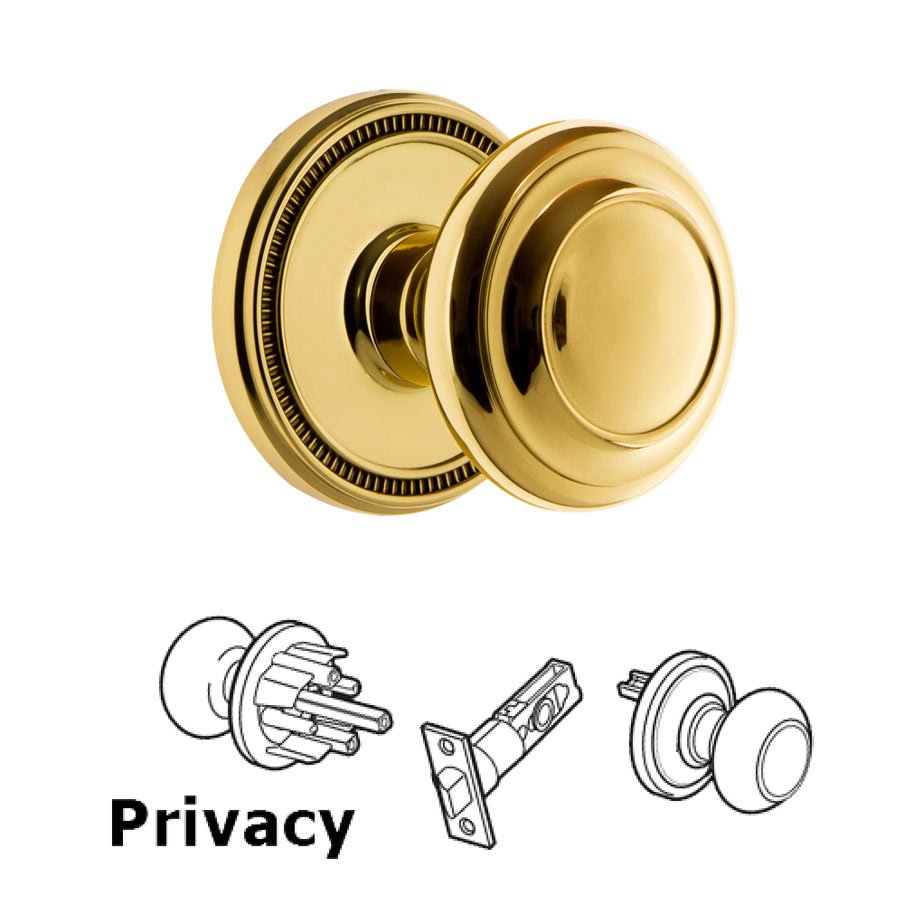 Grandeur Soleil Rosette Privacy with Circulaire Knob in Lifetime Brass