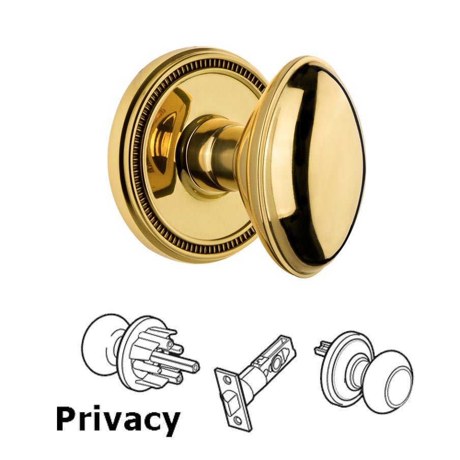 Grandeur Soleil Rosette Privacy with Eden Prairie Knob in Polished Brass