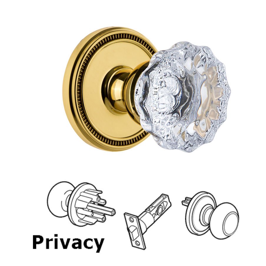 Grandeur Soleil Rosette Privacy with Fontainebleau Crystal Knob in Lifetime Brass