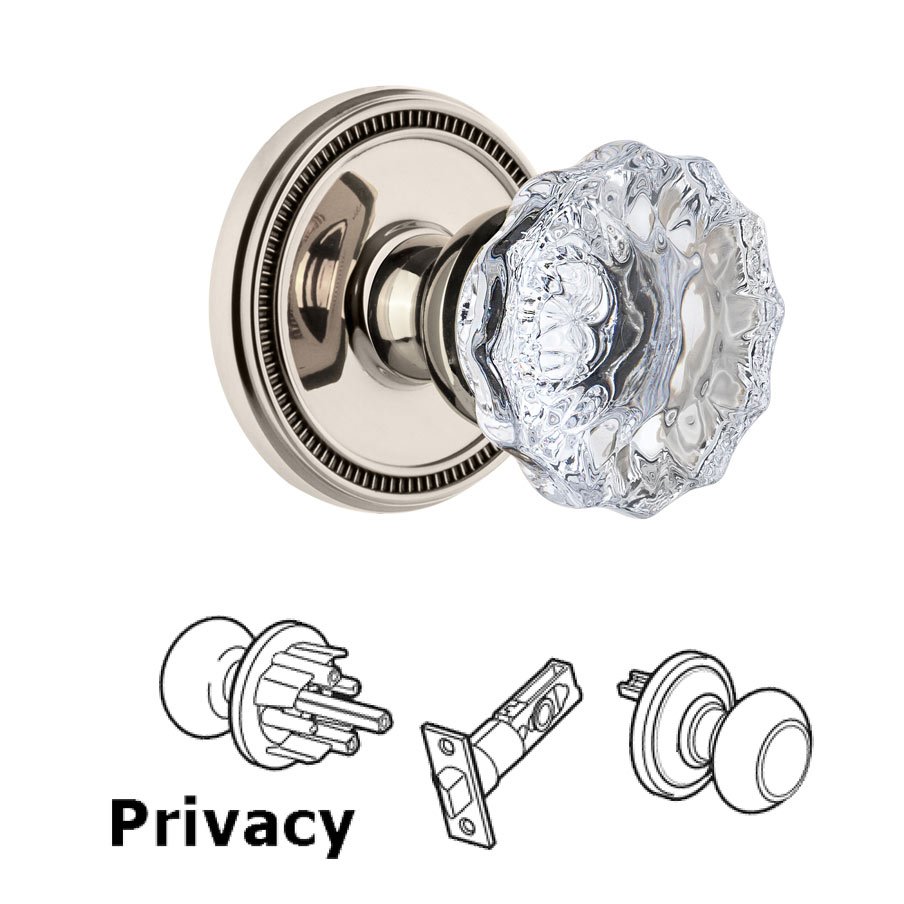 Grandeur Soleil Rosette Privacy with Fontainebleau Crystal Knob in Polished Nickel