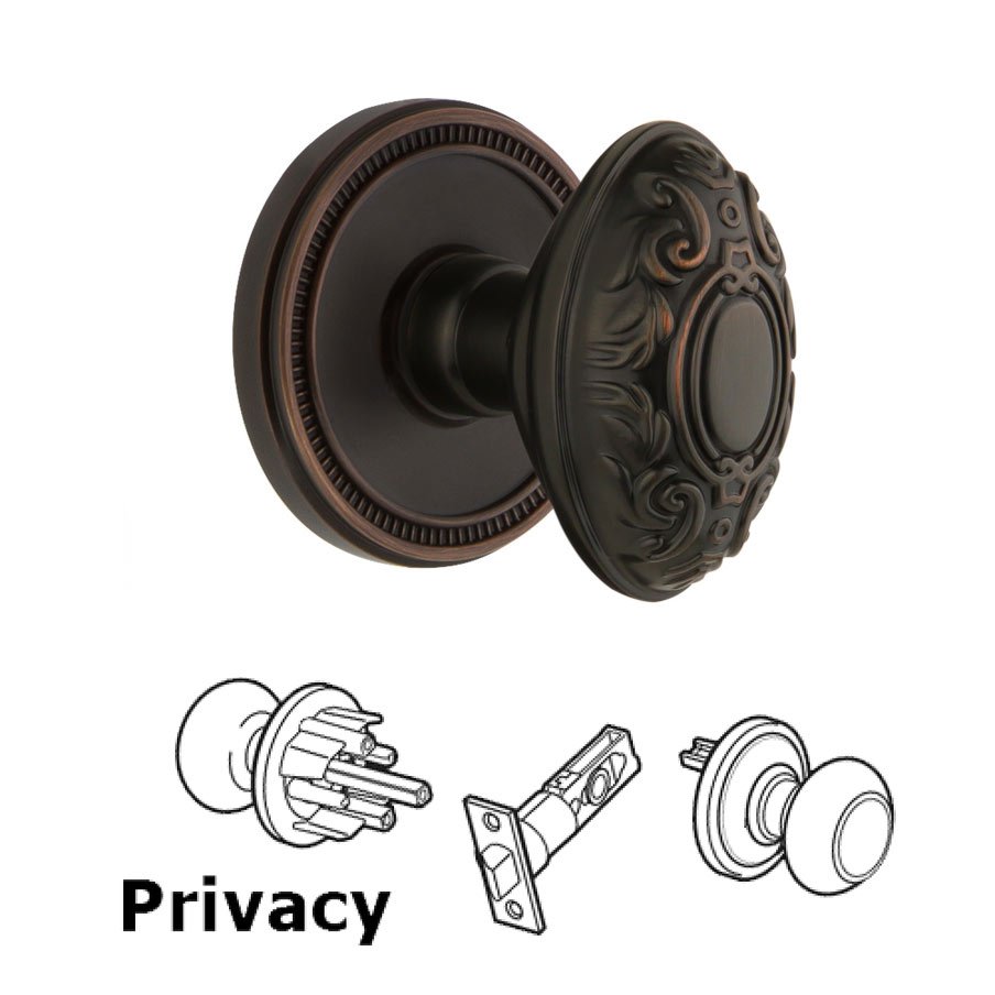 Grandeur Soleil Rosette Privacy with Grande Victorian Knob in Timeless Bronze