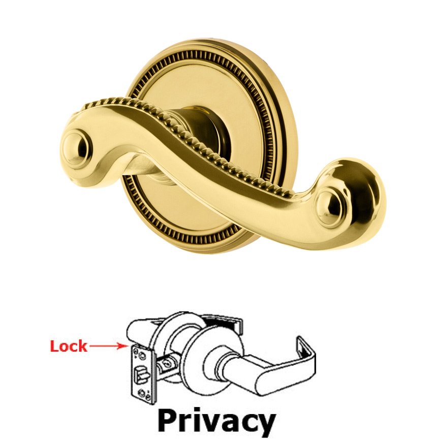 Grandeur Grandeur Soleil Rosette Privacy with Newport Lever in Polished Brass