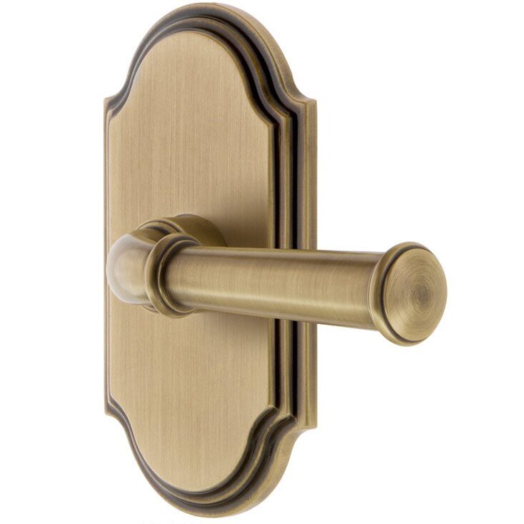 Grandeur Passage Arc Plate with Georgetown Right Handed Lever in Vintage Brass