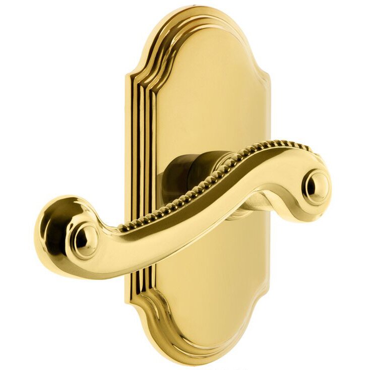 Grandeur Passage Arc Plate with Left Handed Newport Lever in Polished Brass