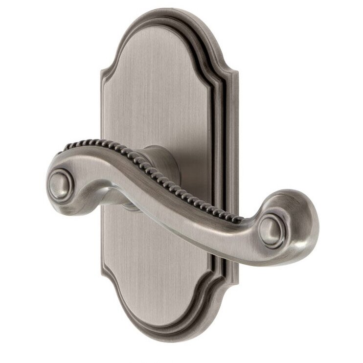 Grandeur Passage Arc Plate with Right Handed Newport Lever in Antique Pewter