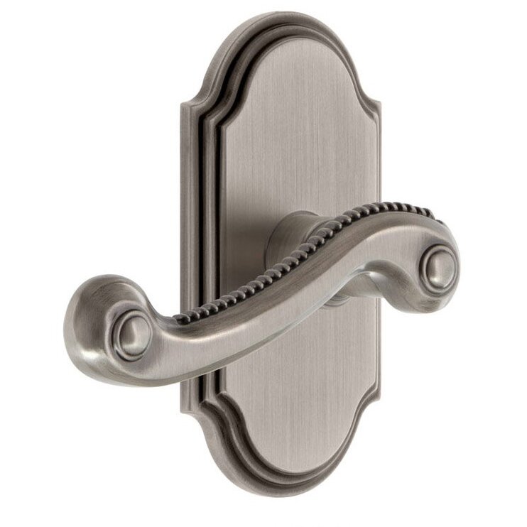 Grandeur Single Dummy Arc Plate with Left Handed Newport Lever in Antique Pewter