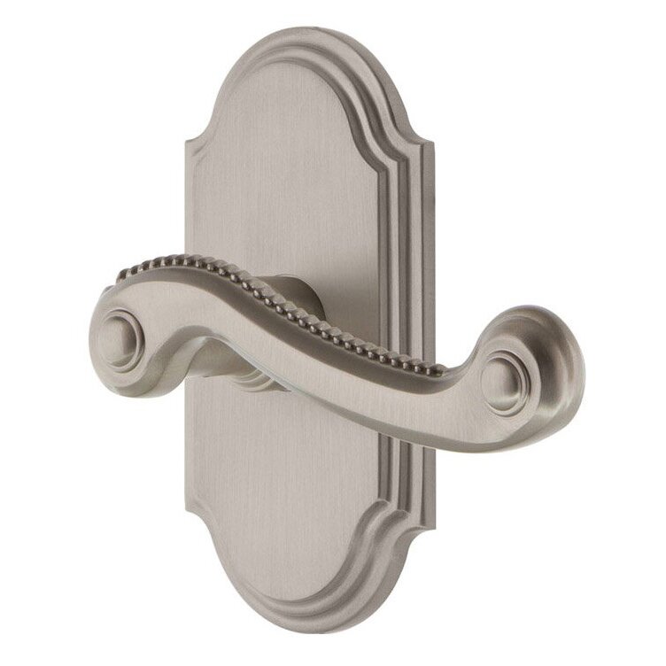 Grandeur Double Dummy Arc Plate with Right Handed Newport Lever in Satin Nickel