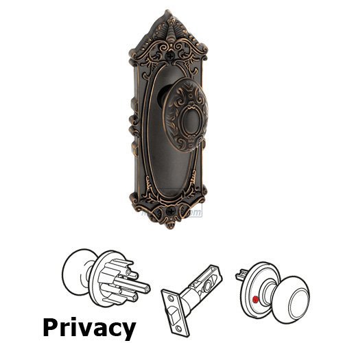 Grandeur Privacy Knob - Grande Victorian Plate with Grande Victorian Door Knob in Timeless Bronze