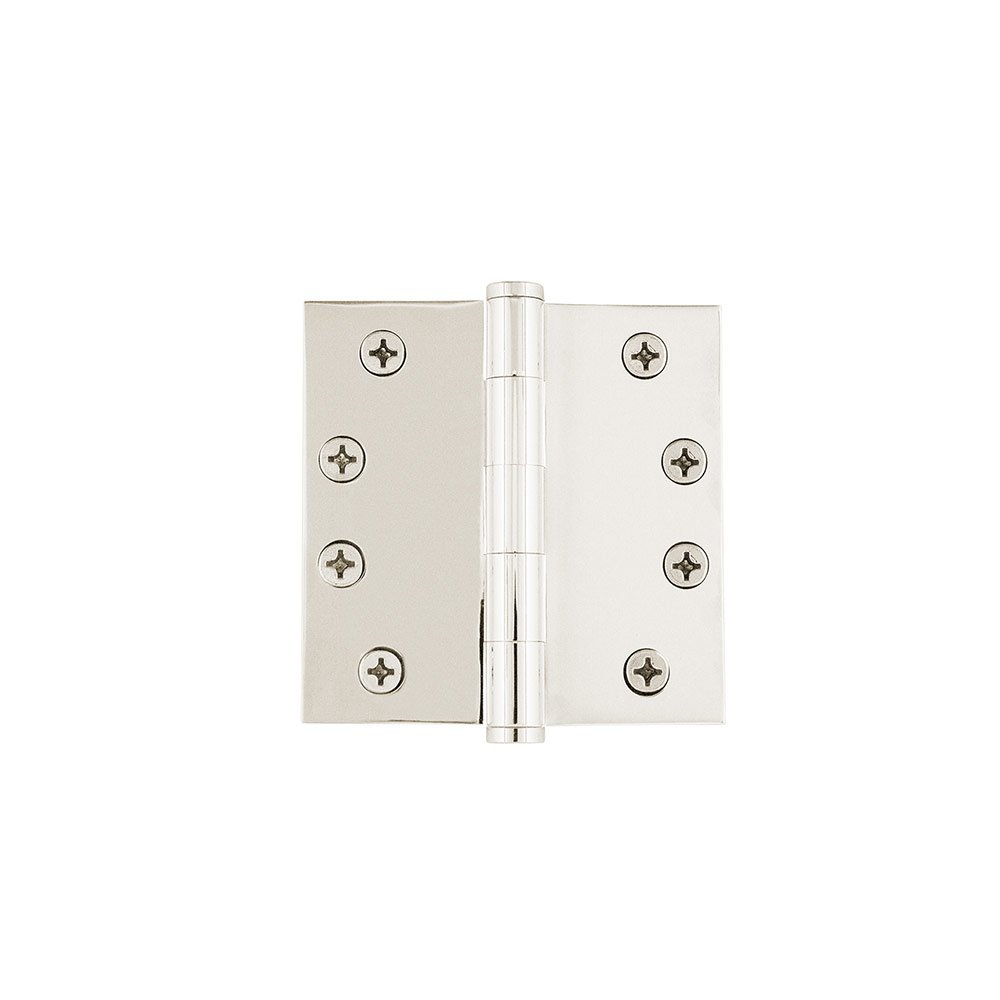 Grandeur 4" Button Tip Heavy Duty Hinge with Square Corners in Polished Nickel