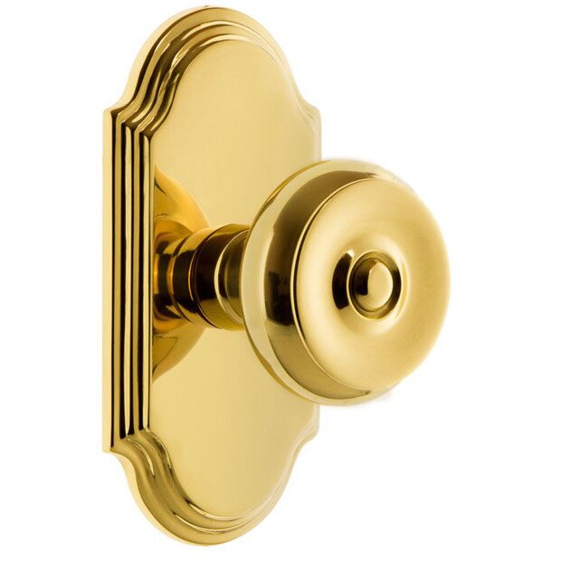 Grandeur Grandeur Arc Plate Privacy with Bouton Knob in Polished Brass