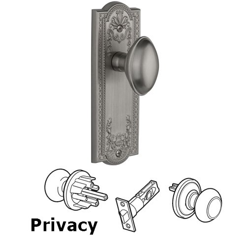 Grandeur Privacy Knob - Parthenon Plate with Eden Prairie Door Knob in Satin Nickel