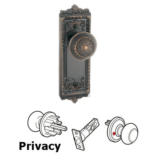 Grandeur Privacy Knob - Windsor Plate with Windsor Door Knob in Timeless Bronze