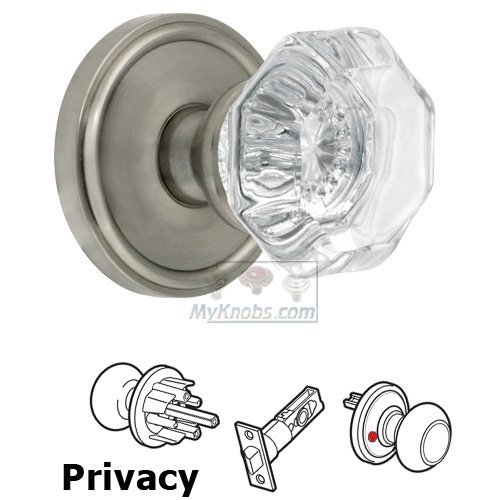 Grandeur Privacy Knob - Georgetown Rosette with Chambord Crystal Door Knob in Satin Nickel