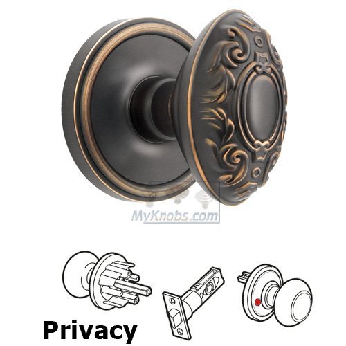 Grandeur Privacy Knob - Georgetown Rosette with Grande Victorian Door Knob in Timeless Bronze