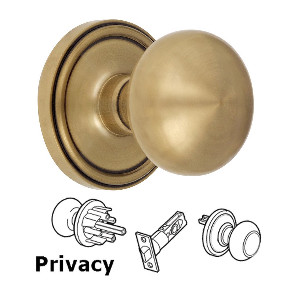 Grandeur Privacy Knob - Georgetown Rosette with Fifth Avenue Door Knob in Vintage Brass