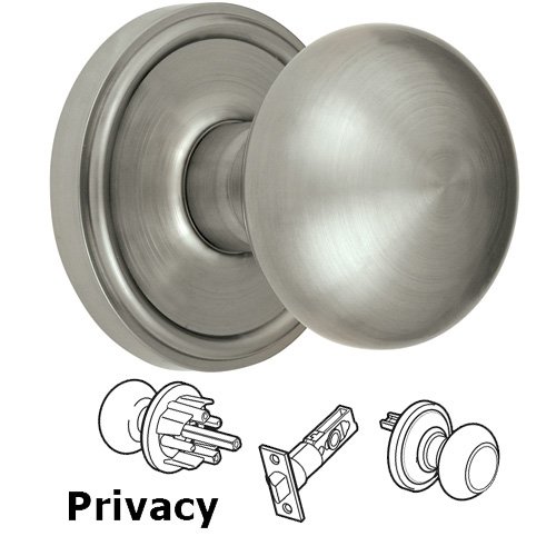 Grandeur Privacy Knob - Georgetown Rosette with Fifth Avenue Door Knob in Satin Nickel