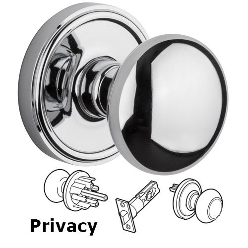 Grandeur Privacy Knob - Georgetown Rosette with Fifth Avenue Door Knob in Bright Chrome