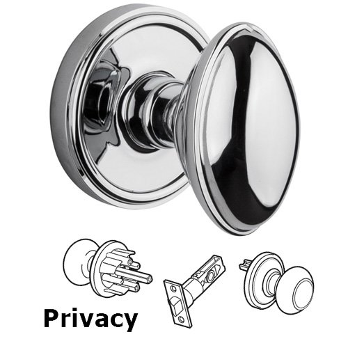 Grandeur Privacy Knob - Georgetown Rosette with Eden Prairie Door Knob in Bright Chrome