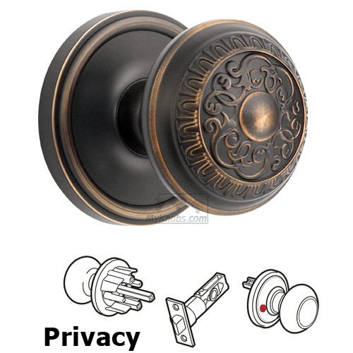 Grandeur Privacy Knob - Georgetown Rosette with Windsor Door Knob in Timeless Bronze