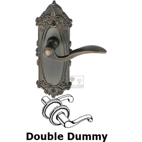 Grandeur Double Dummy Lever - Grande Victorian Plate with Bellagio Door Lever in Timeless Bronze