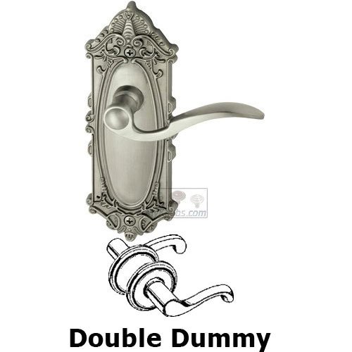 Grandeur Double Dummy Lever - Grande Victorian Plate with Bellagio Door Lever in Satin Nickel