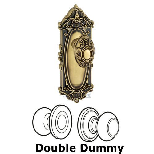 Grandeur Double Dummy Knob - Grande Victorian Plate with Grande Victorian Door Knob in Vintage Brass