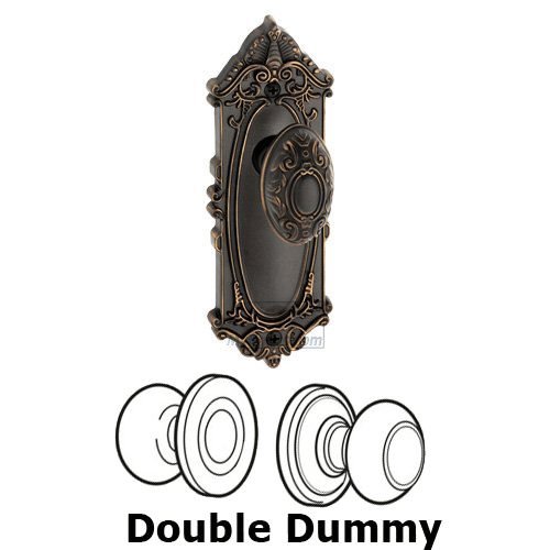Grandeur Double Dummy Knob - Grande Victorian Plate with Grande Victorian Door Knob in Timeless Bronze