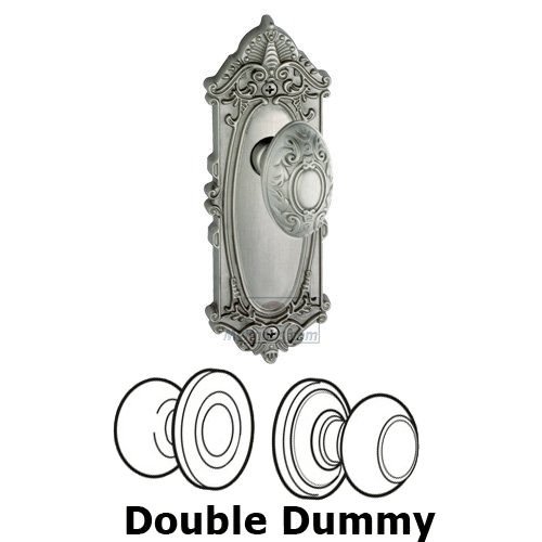 Grandeur Double Dummy Knob - Grande Victorian Plate with Grande Victorian Door Knob in Satin Nickel
