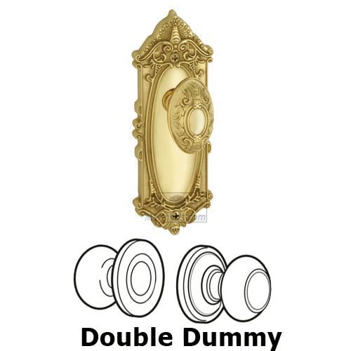 Grandeur Double Dummy Knob - Grande Victorian Plate with Grande Victorian Door Knob in Polished Brass