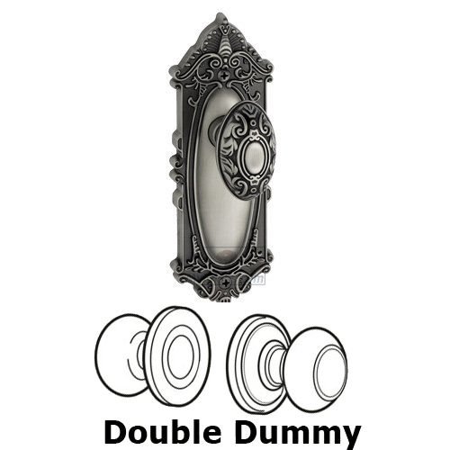 Grandeur Double Dummy Knob - Grande Victorian Plate with Grande Victorian Door Knob in Antique Pewter