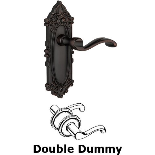Grandeur Double Dummy Lever - Grande Victorian Plate with Portofino Door Lever in Timeless Bronze