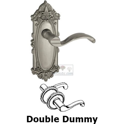 Grandeur Double Dummy Lever - Grande Victorian Plate with Portofino Door Lever in Satin Nickel
