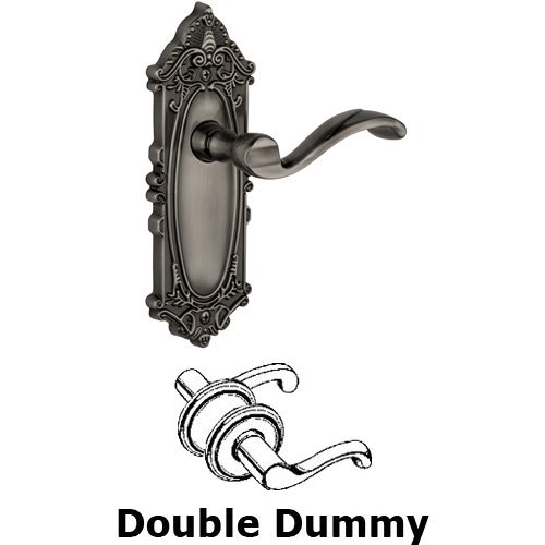 Grandeur Double Dummy Lever - Grande Victorian Plate with Portofino Door Lever in Antique Pewter
