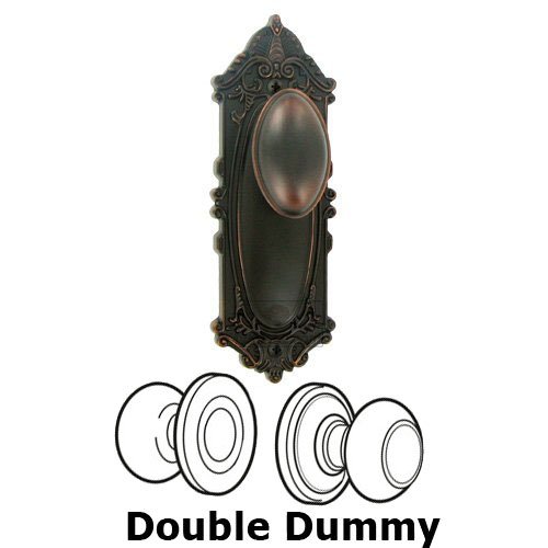 Grandeur Double Dummy Knob - Grande Victorian Plate with Eden Prairie Door Knob in Timeless Bronze