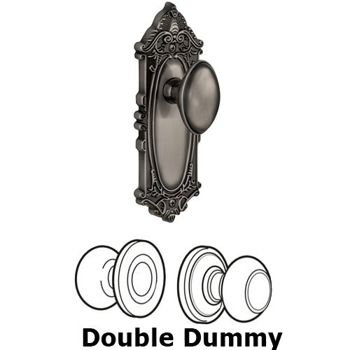 Grandeur Double Dummy Knob - Grande Victorian Plate with Eden Prairie Door Knob in Antique Pewter